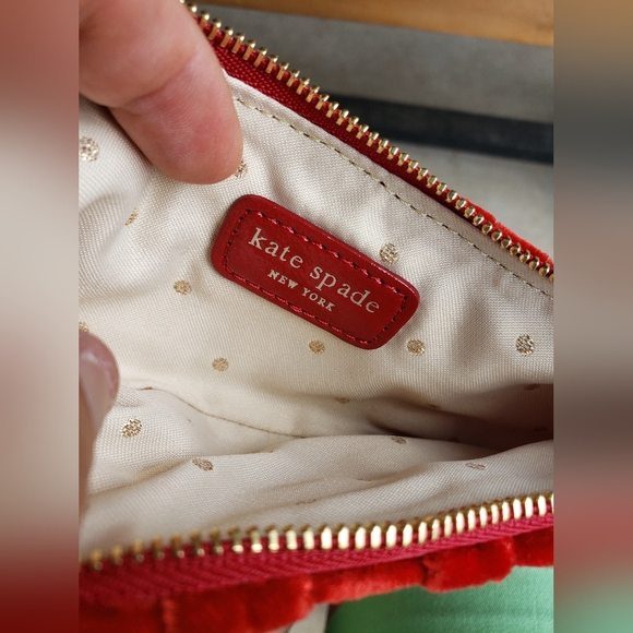 Kate Spade NY NWT NIB Red Velvet Bow Clutch Sm Rosalie in Garnet - Picture 7 of 8